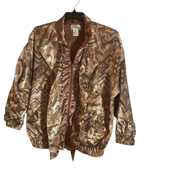 Vintage 90s Pink Gold Metallic Y2K Iridescent Windbreaker 90s Streetwear Small - Picture 1 of 13